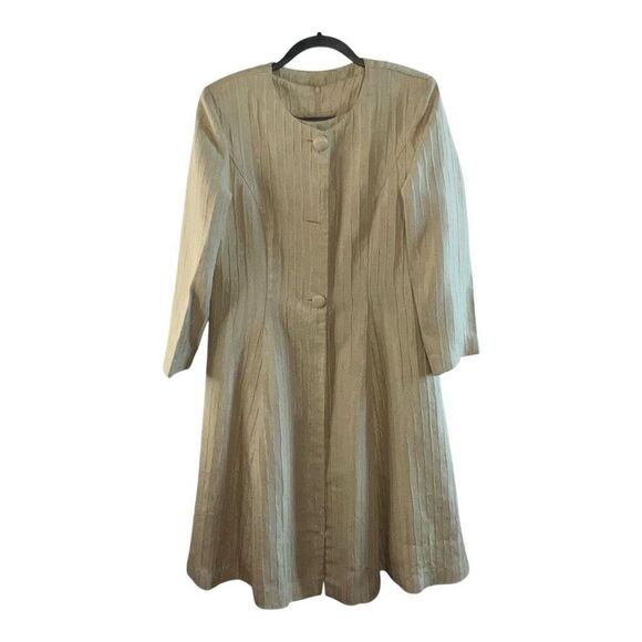 AS-HRO Vintage Jacket With Dress Womens Size 12 Tan Ribbed Long Sleeve Button Up - Picture 1 of 9